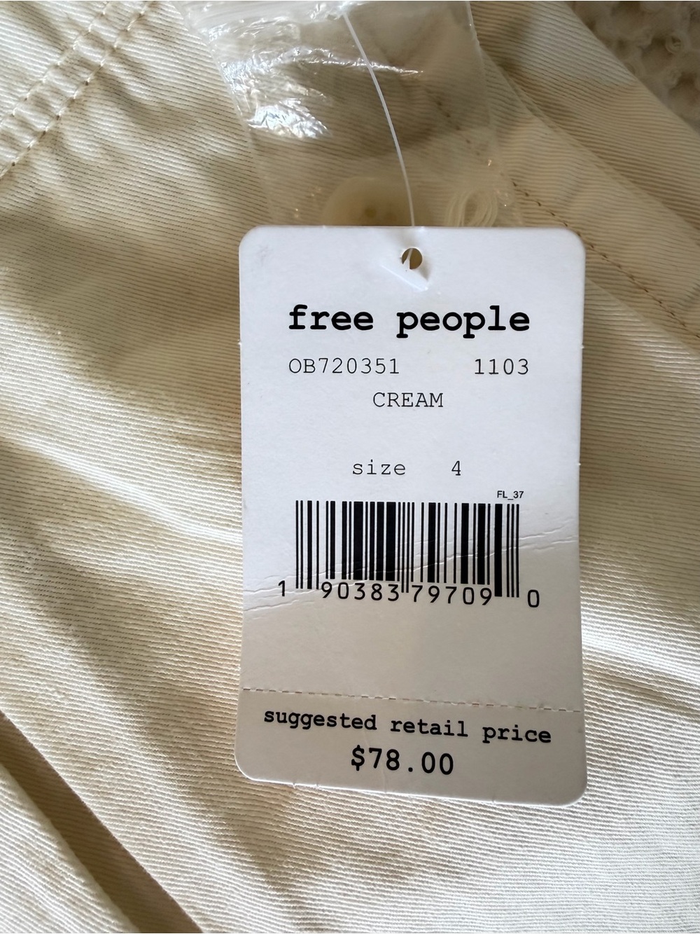 NWT Free People High-Waisted ’90s Peg Pants Ivory Size 4 - Picture 9 of 12
